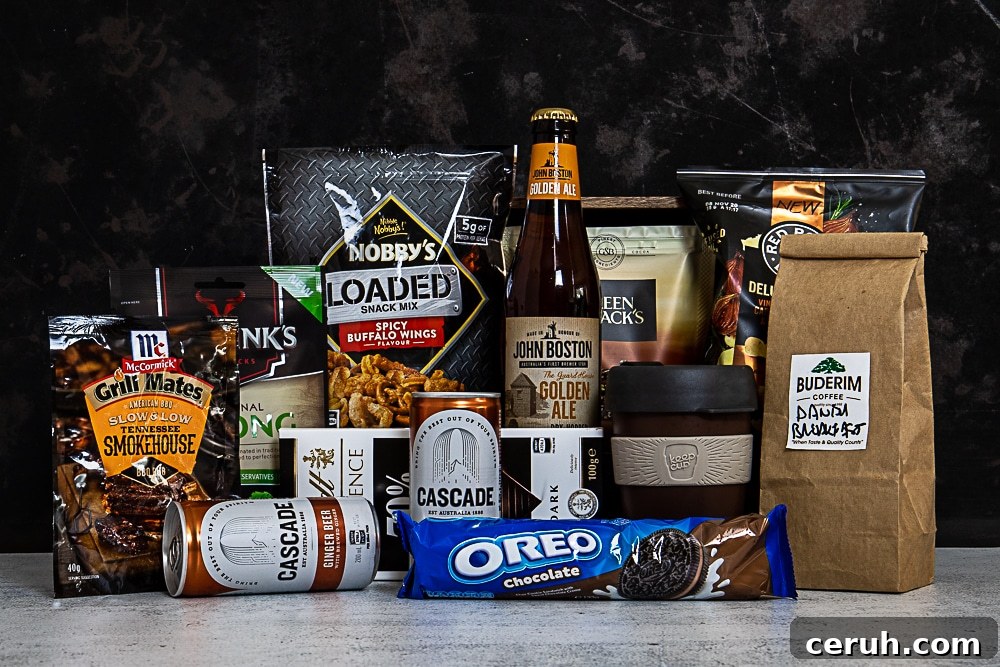 DIY Coffee Gift Basket Ideas for the Coffee Lover in Your Life 6 diy men's gift hamper items displayed