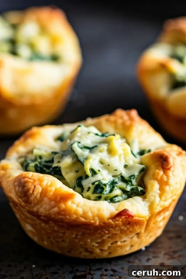 10 Irresistible Crescent Roll Appetizers for Parties and Holidays 3 spinach artichoke crescent roll cups