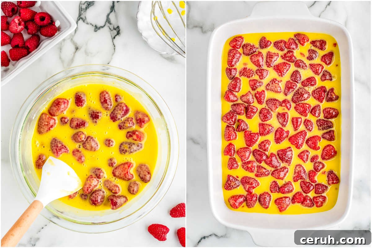 The filling combined in a mixing bowl and then poured over the crust.