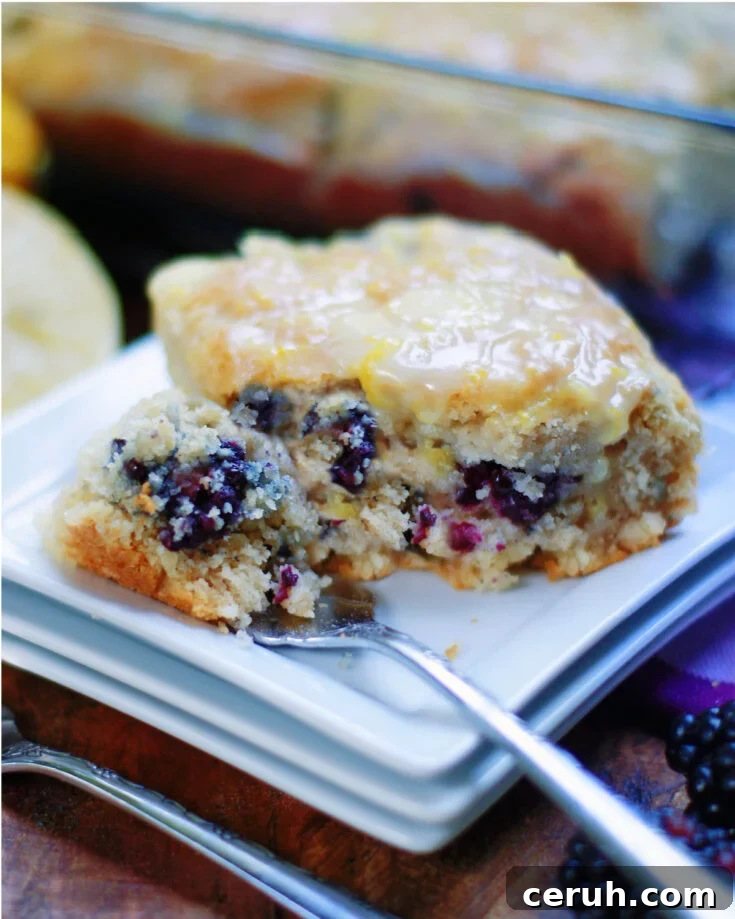 Easy homemade blackberry biscuits with lemon glaze
