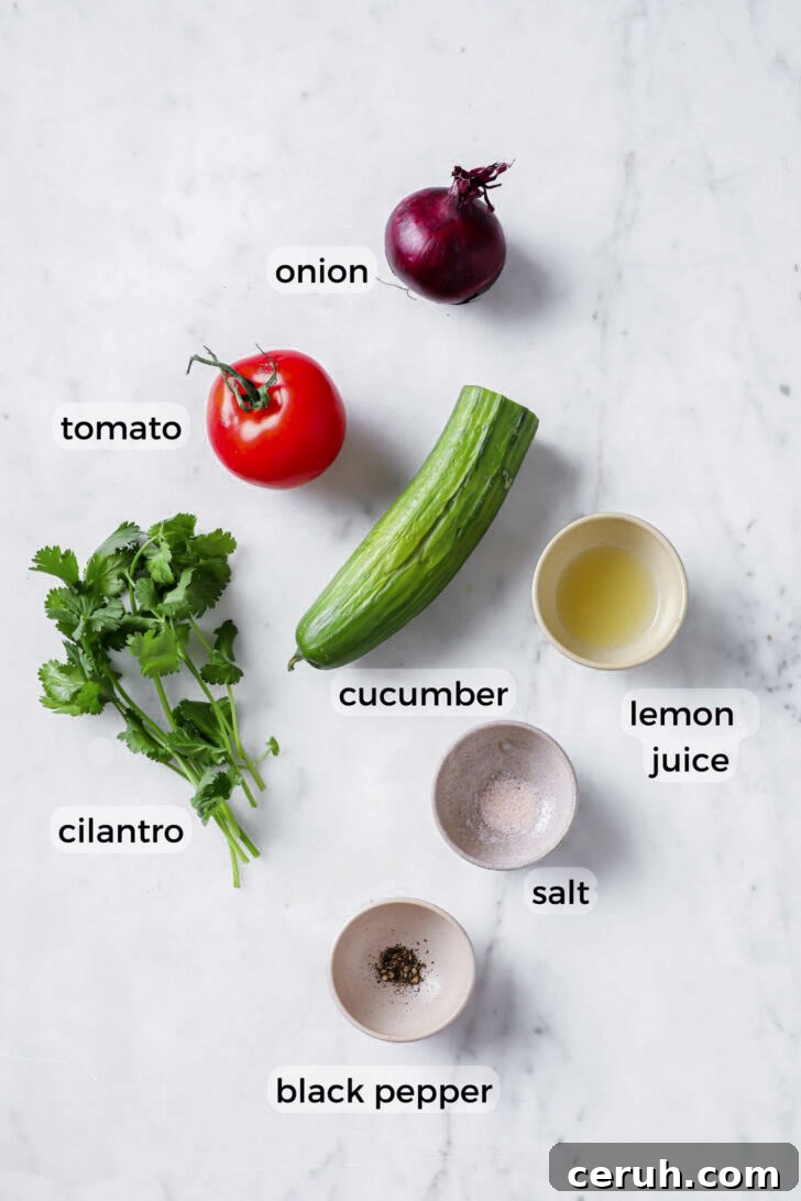 Ingredients for Kachumber Salad