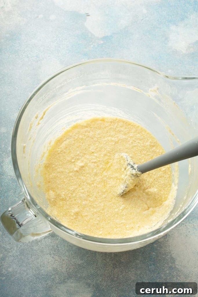 eggs mixed with the butter/sugar mixture