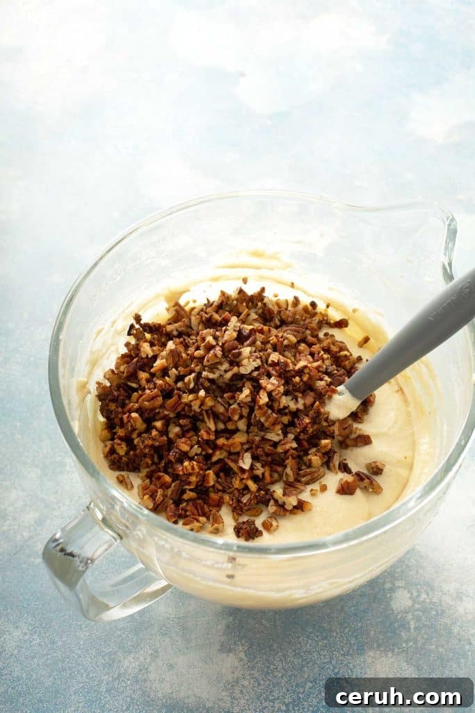 chopped pecans over the cake batter
