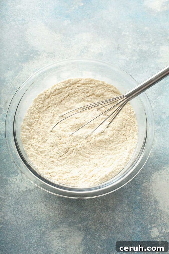 dry ingredients in a bowl with a whisk