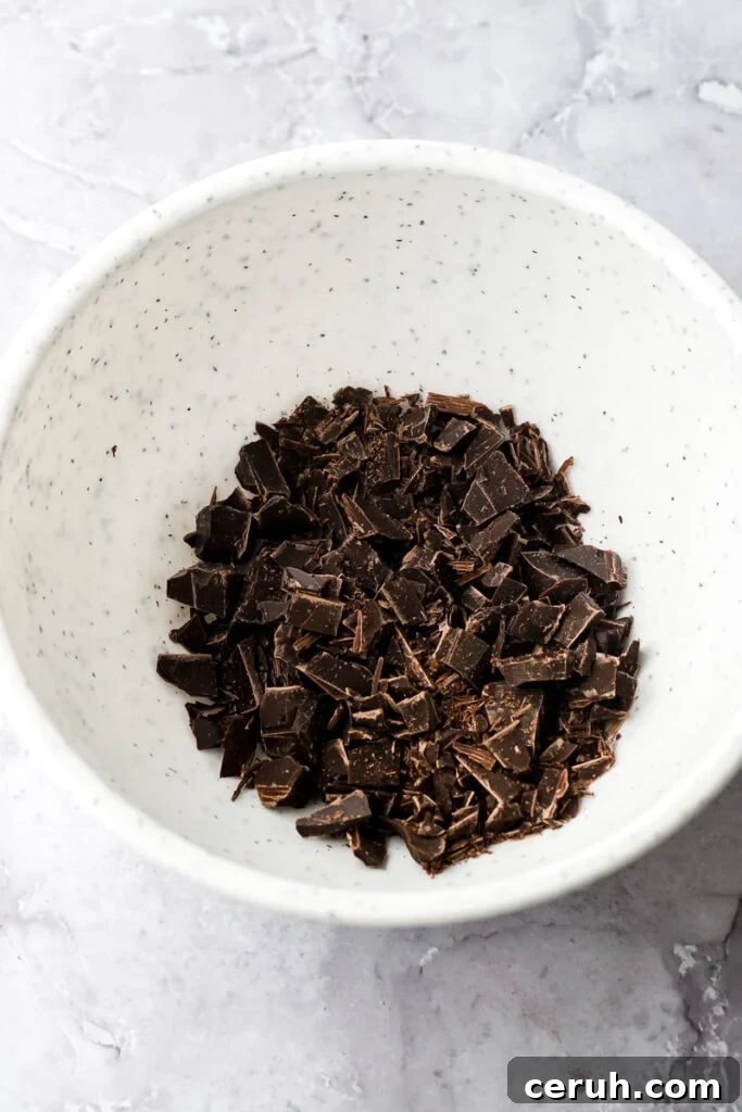 chopped chocolate in a bowl
