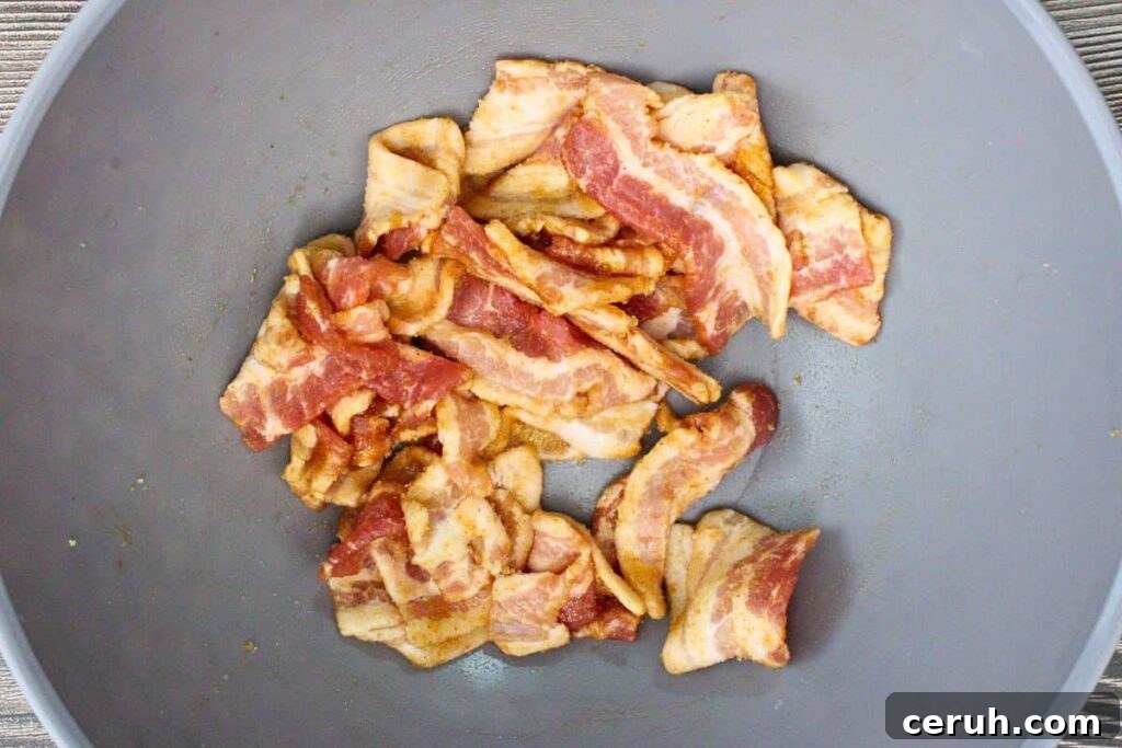 toss bacon with brown sugar and sriracha
