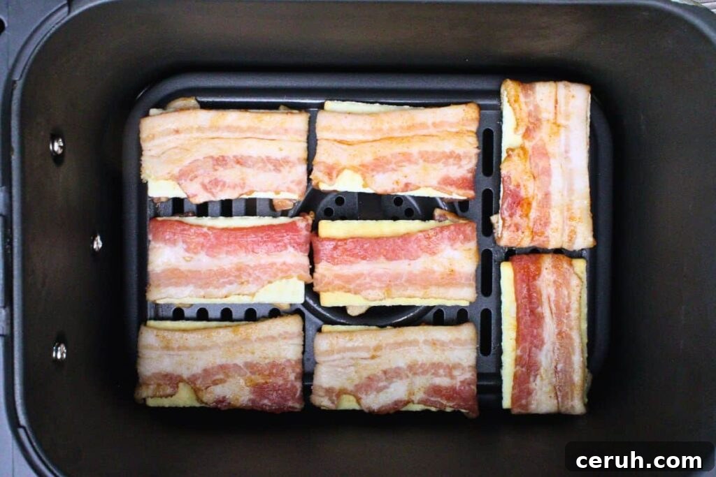 place bacon crackers in air fryer basket