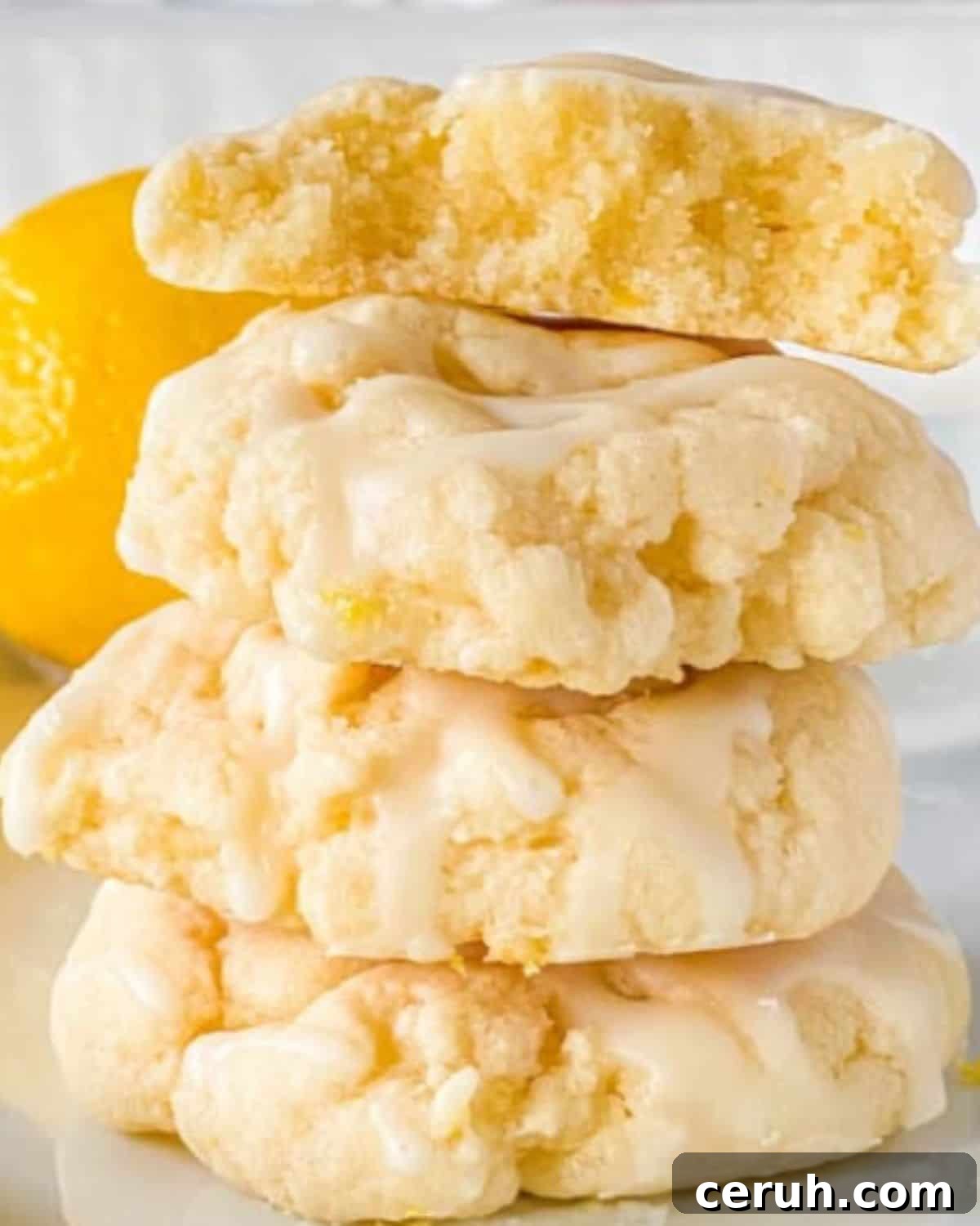 Lemon Cookies in a stack.