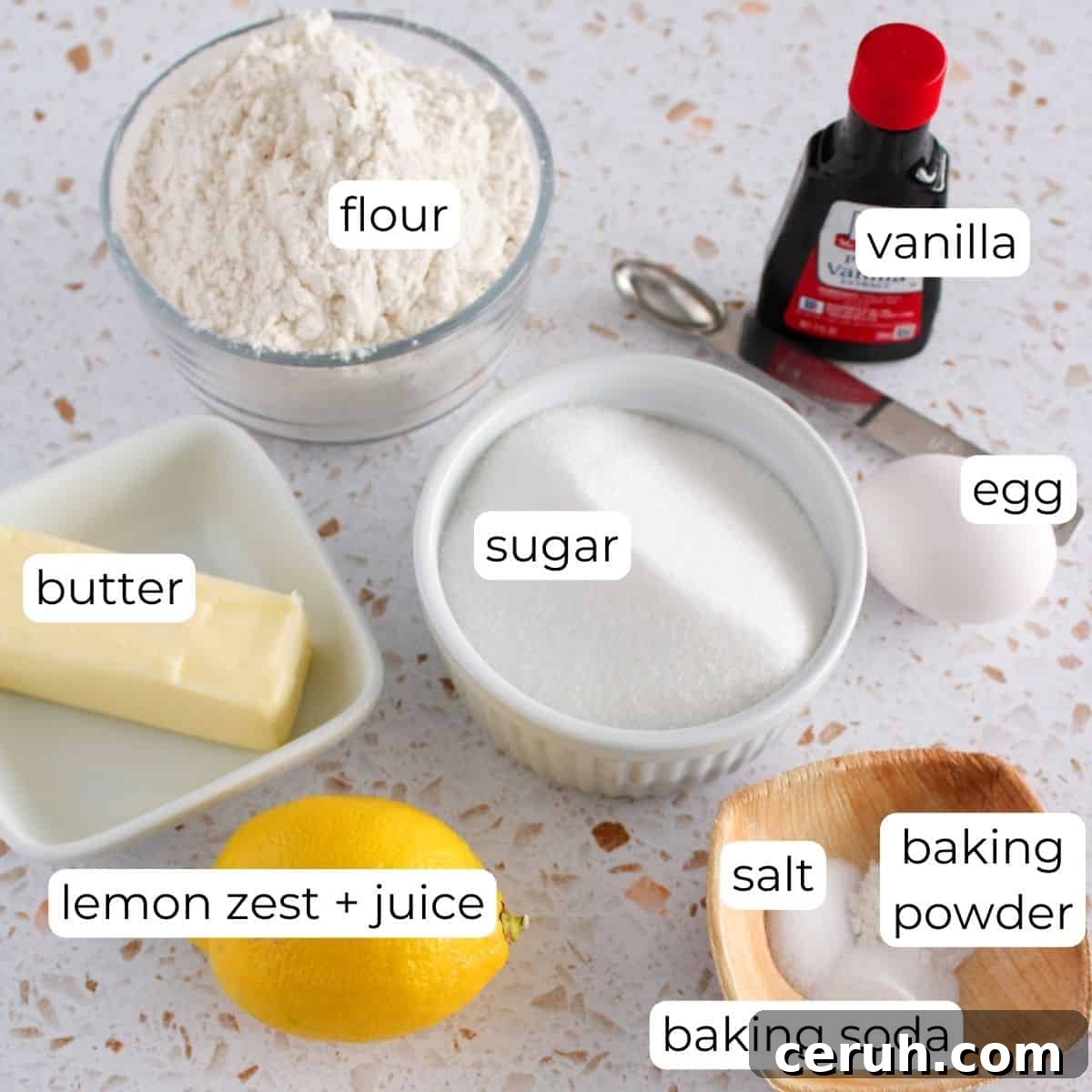 Ingredients to make lemon cookies.
