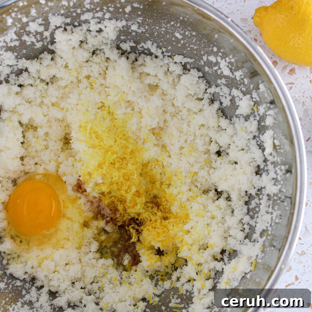 Creamed butter, sugar and eggs.