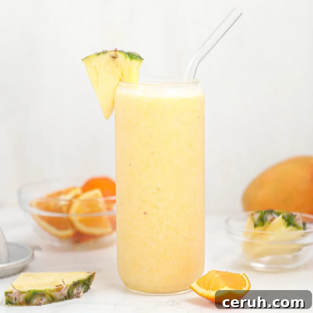 Tropical smoothie in glass