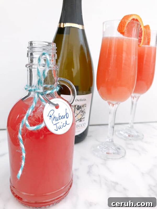 rhubarb juice and mimosas