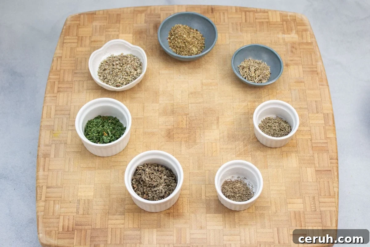 Ingredients ready to make an Italian seasoning blend.