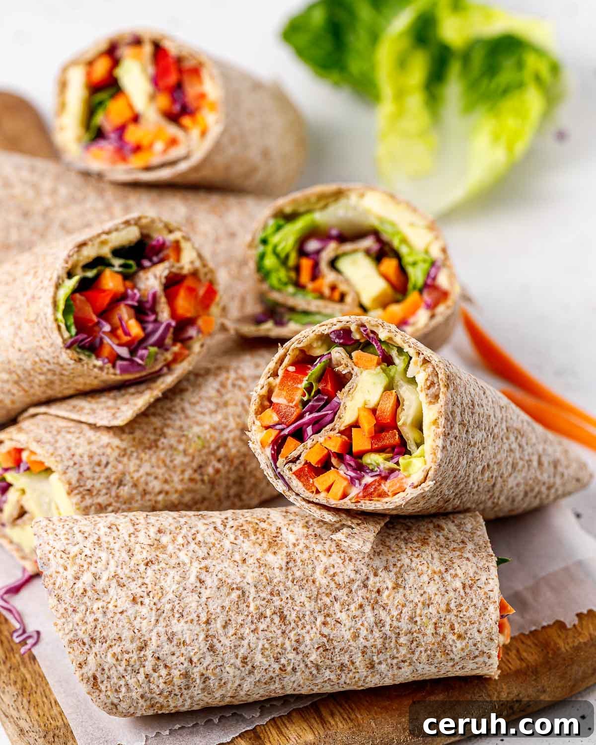 Rainbow Veggie Hummus Wraps
