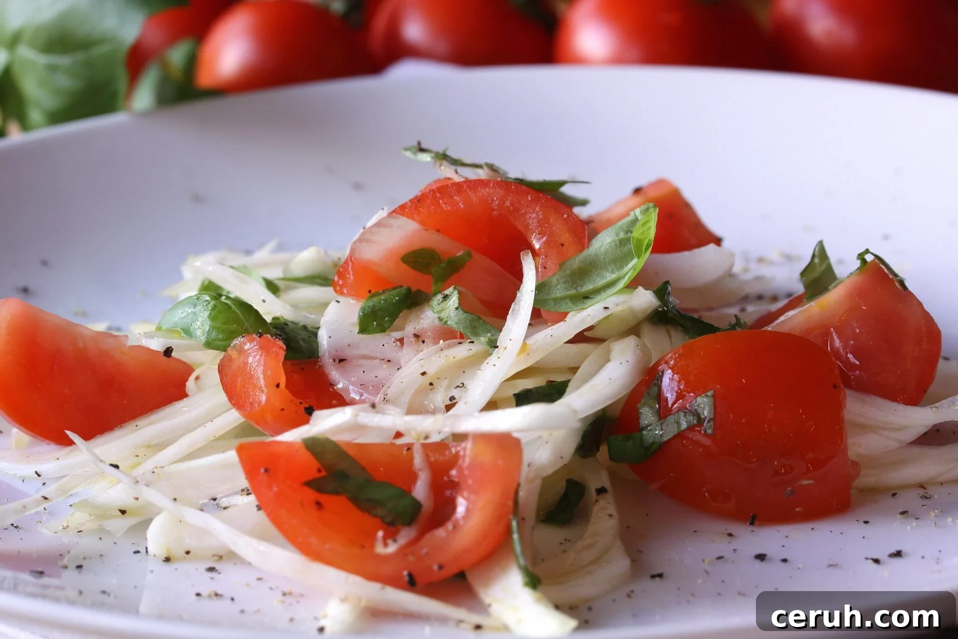 Fennel, Tomatoes and Basil Salad with Lemon Vinaigrette