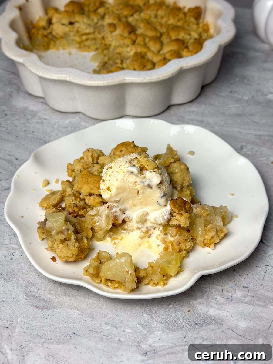 Homemade pear crumble