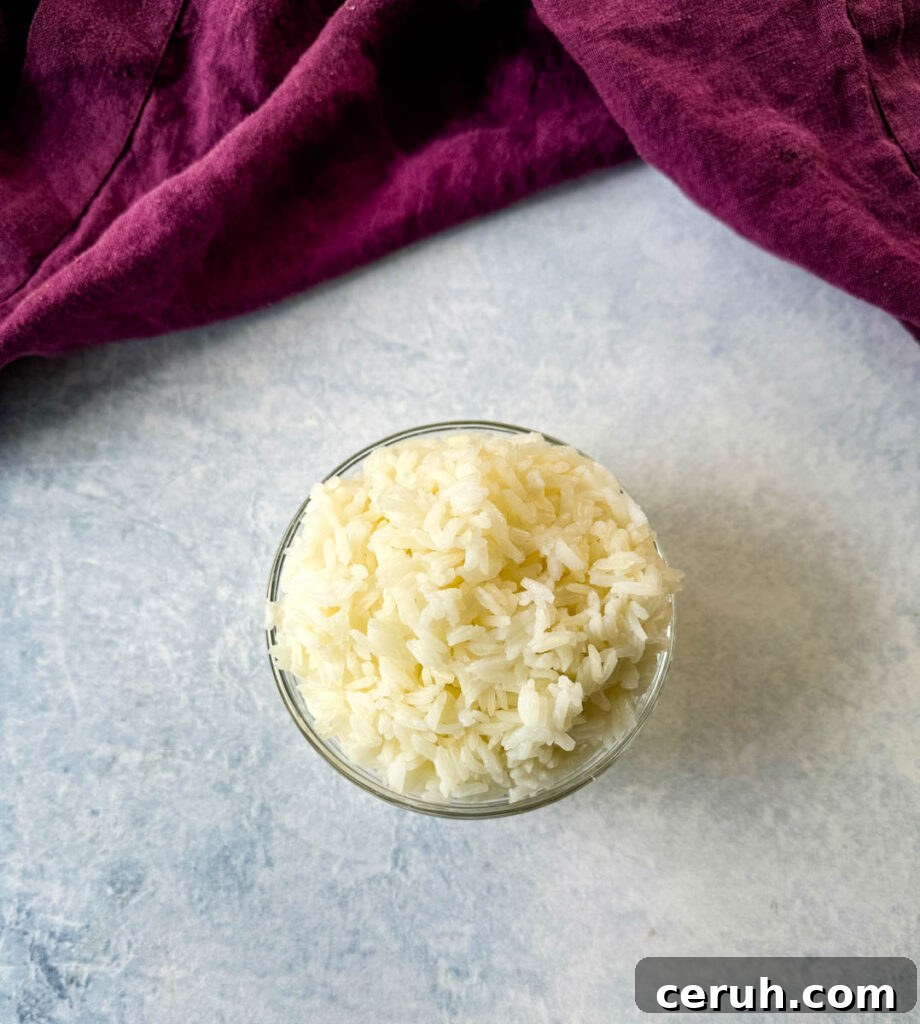 Hibachi Steak with Garlic Fried Rice Recipe 6 cooked cold rice in a glass bowl