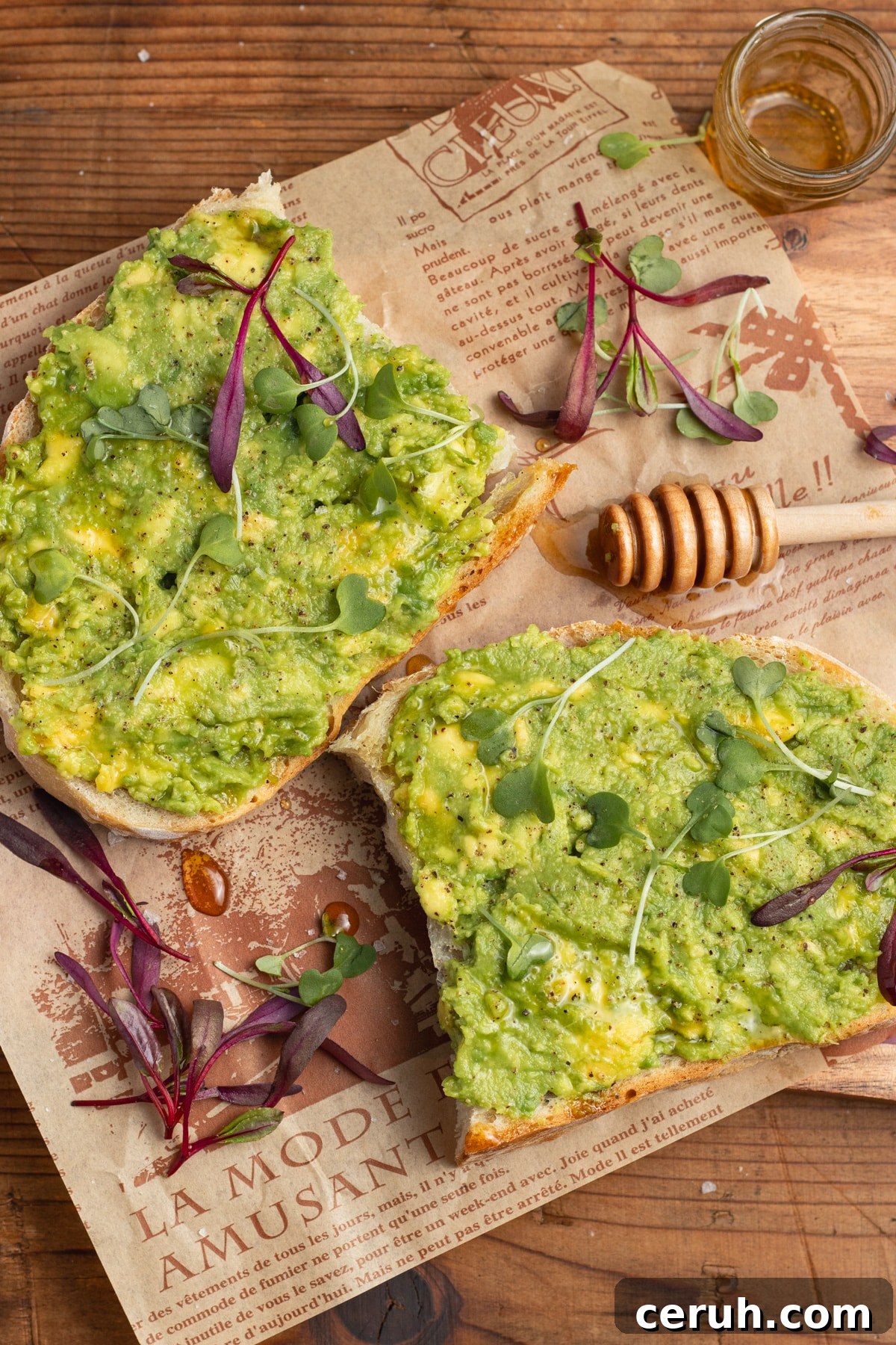 This is a picture of two avocado toasts.