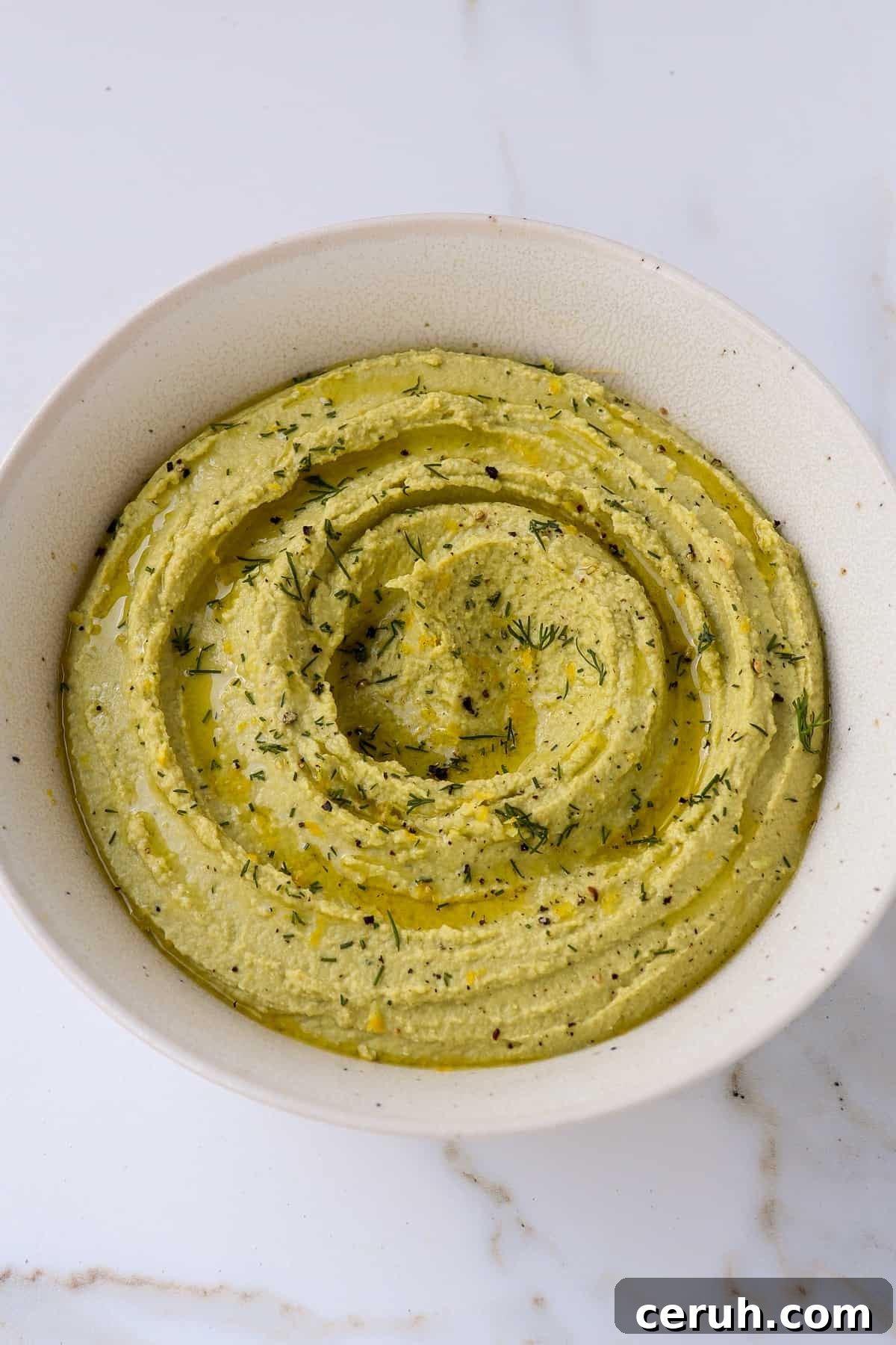 Hummus in a bowl.