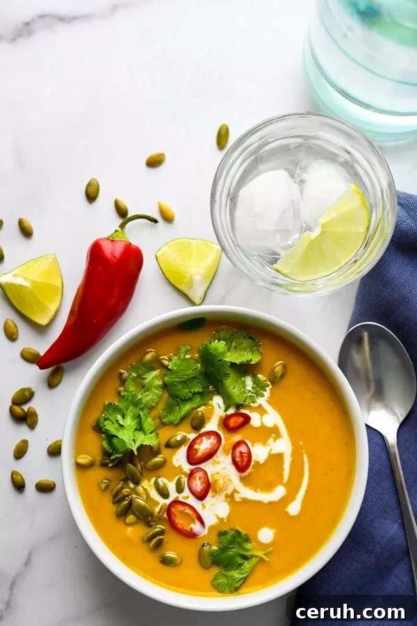 17 Delicious Pumpkin Recipes: Savory Dishes & Sweet Treats 14 white bowl of thai-squash-soup