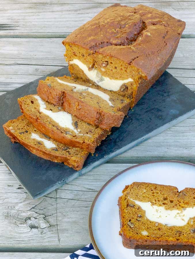17 Delicious Pumpkin Recipes: Savory Dishes & Sweet Treats 17 slices of cream cheese stuffed pumpkin bread