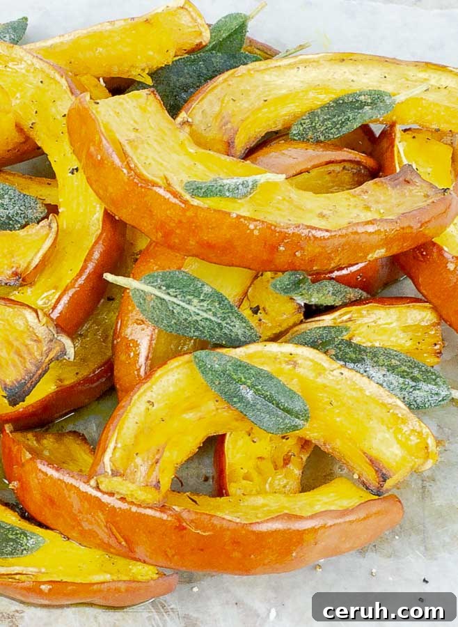 17 Delicious Pumpkin Recipes: Savory Dishes & Sweet Treats 4 pieces of roasted pumpkin with brown butter and sage leaves