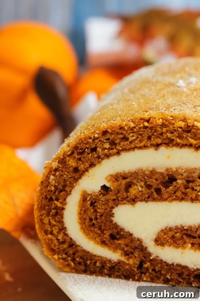 17 Delicious Pumpkin Recipes: Savory Dishes & Sweet Treats 7 slice of a pumpkin-roll-cake