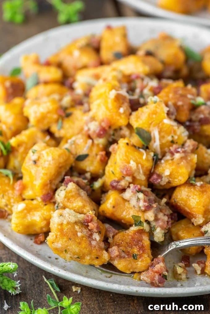 17 Delicious Pumpkin Recipes: Savory Dishes & Sweet Treats 8 close up of pumpkin-gnocchi