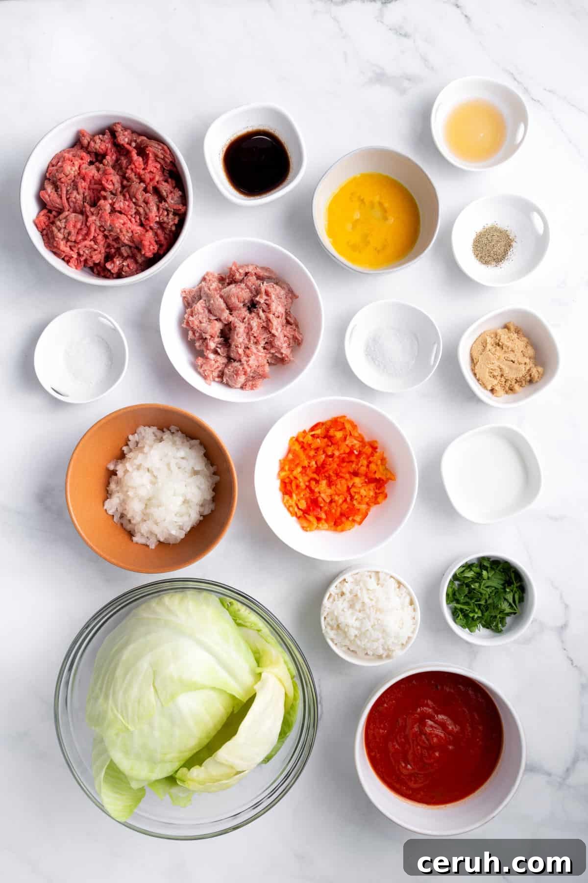 ingredients to make crockpot cabbage rolls.