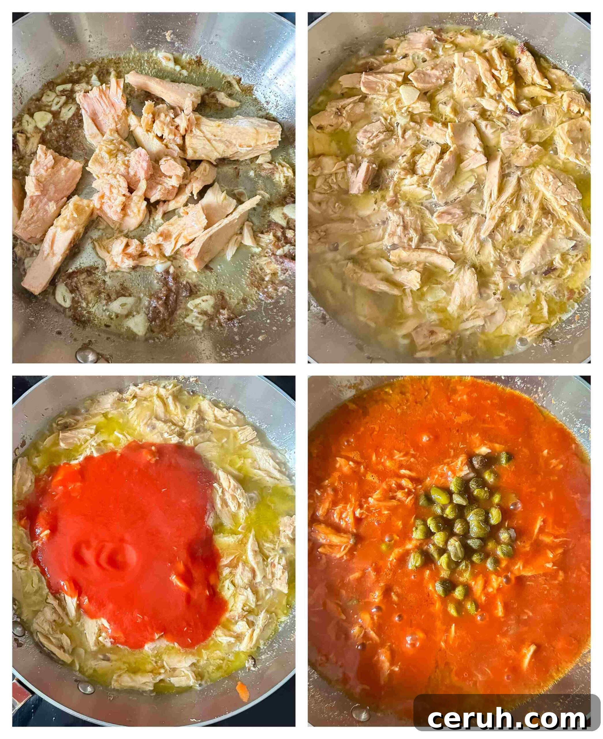 15-Minute Tuna Pasta with Capers and Lemon Zest 6 tuna pasta recipe process images
