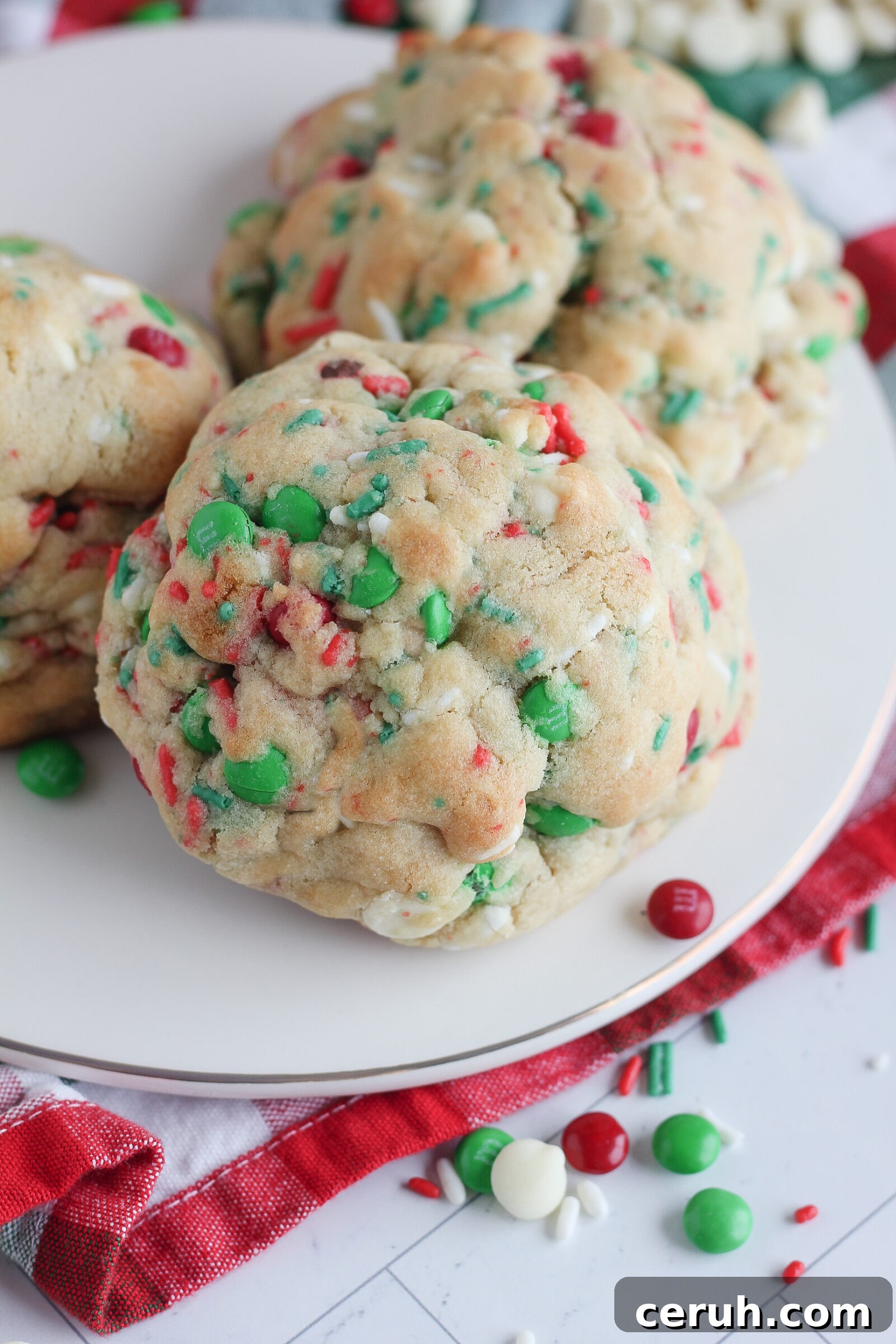 Close-up of festive sprinkle cookies