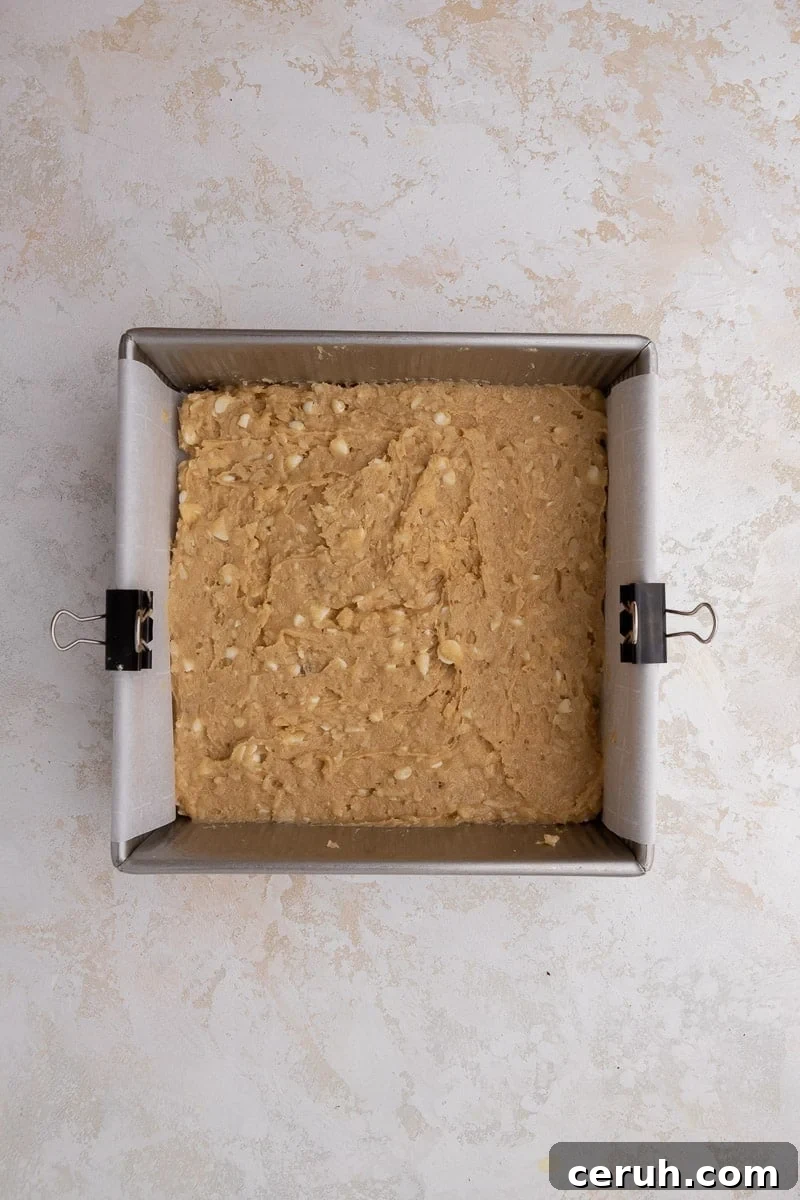 coconut white chocolate cookie dough in pan