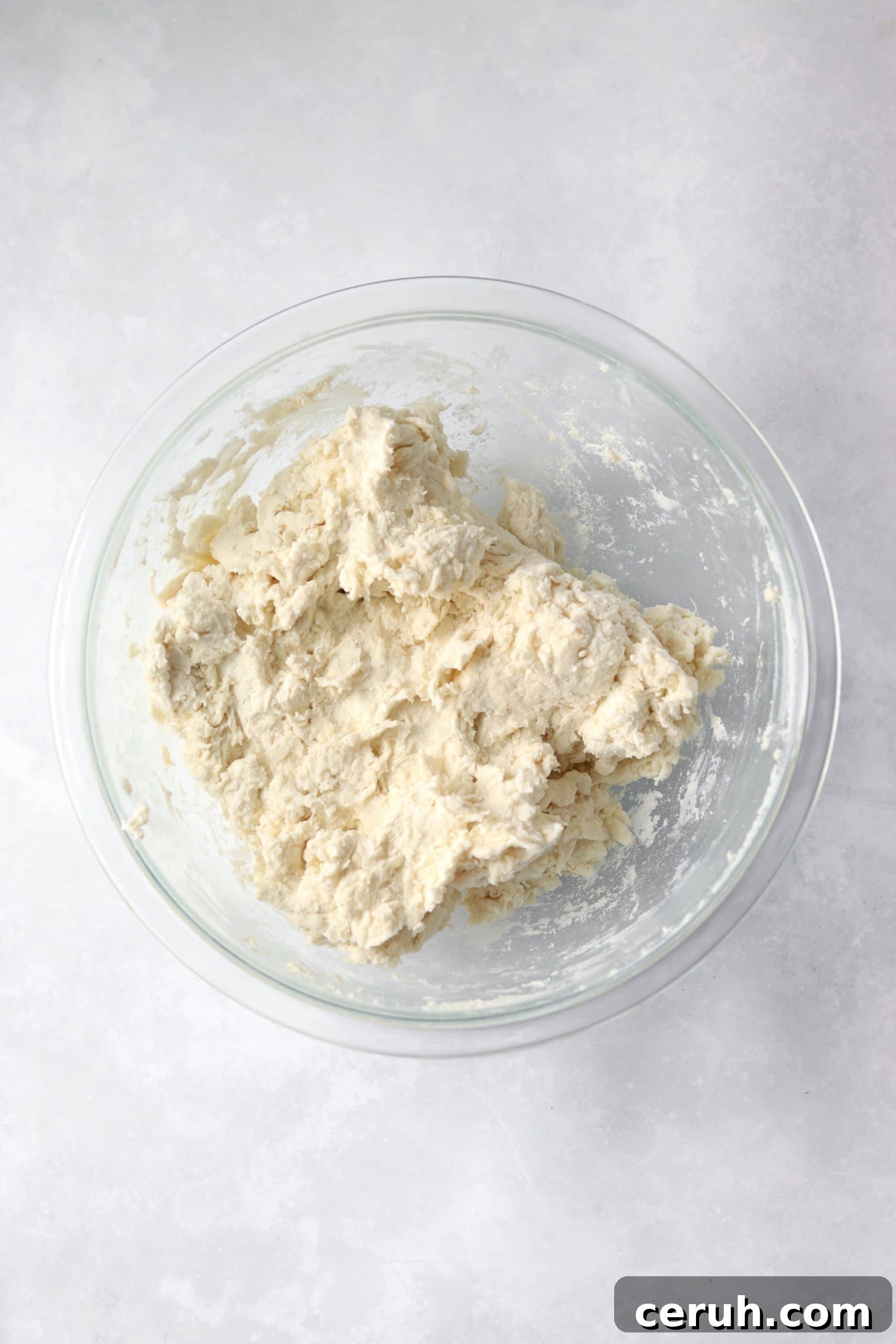 Greek Yogurt flatbread dough in bowl.