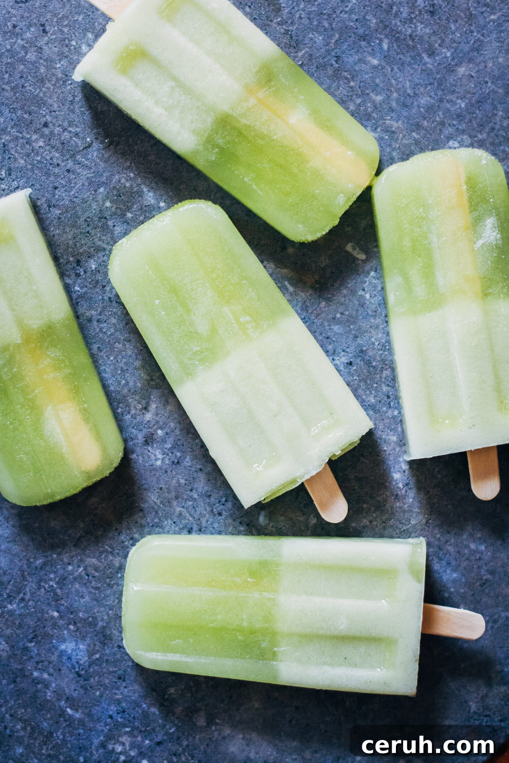 Honeydew Green Tea Popsicles | Well and Full | #vegan #popsicle #recipe