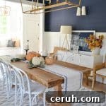 Navy dining room with pumpkins