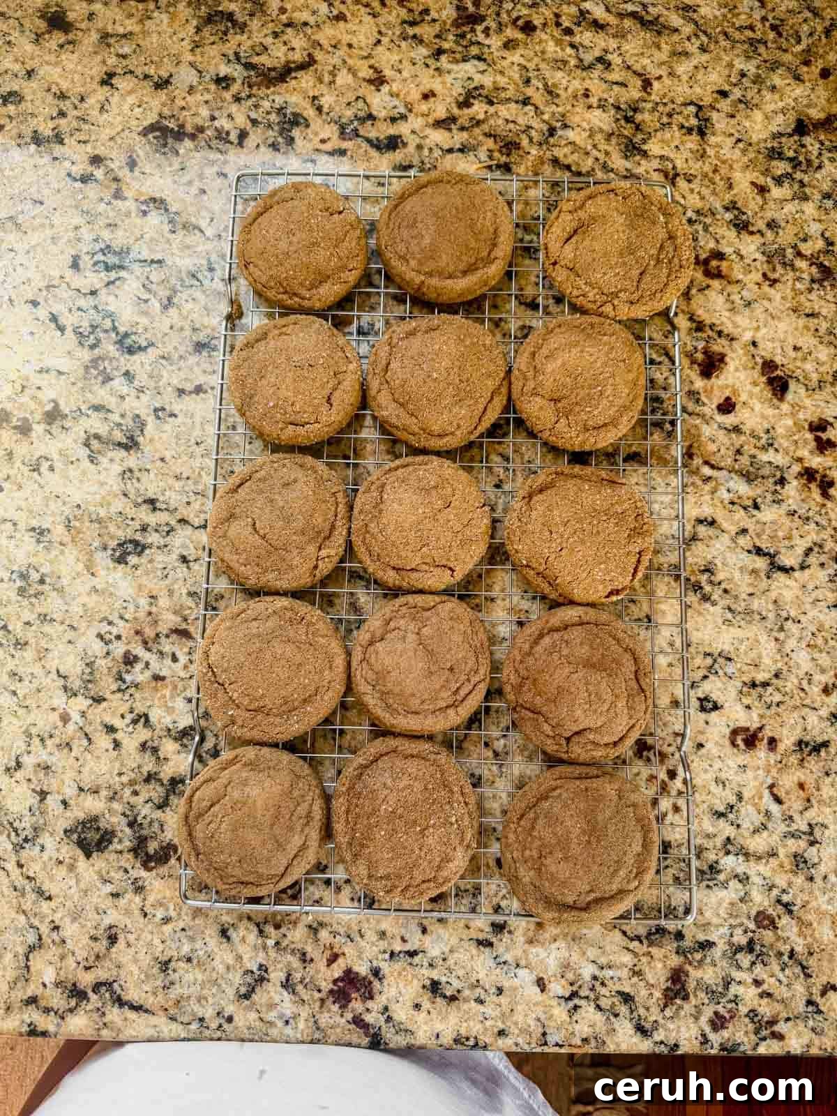 baked gingerbread latte cookies cooling on a wire rack.
