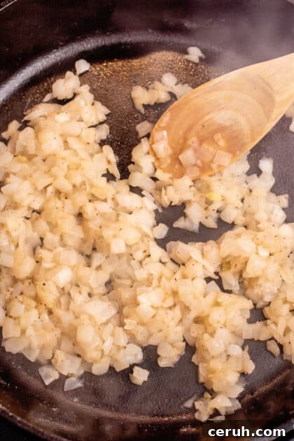 Cook onions in skillet.