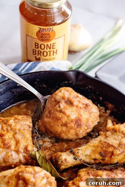 Southern smothered chicken ready to serve.