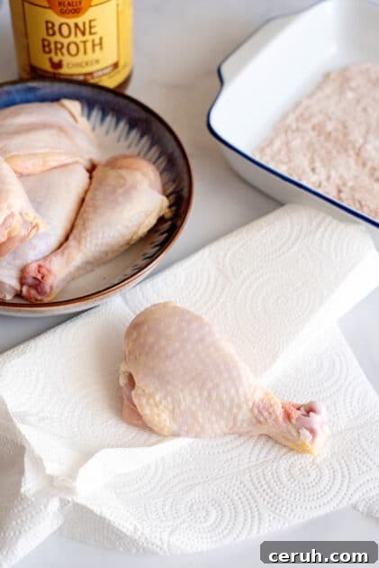 Pat dry chicken with paper towel.