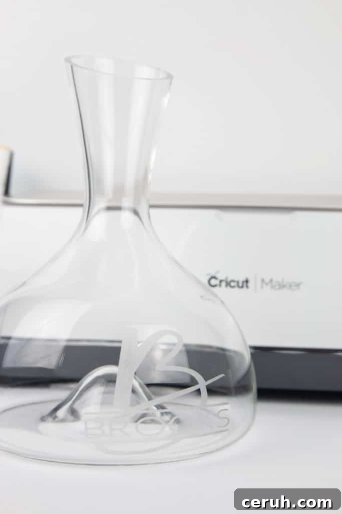 How to Etch a Wine Decanter with Your Cricut: Step-by-Step Guide 2 Cricut etched wine decanter