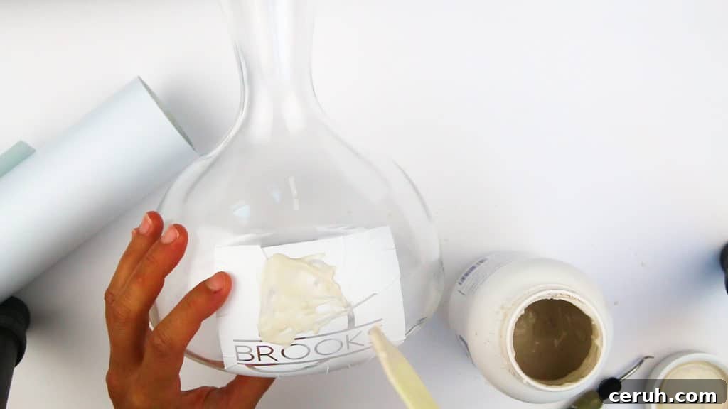 How to Etch a Wine Decanter with Your Cricut: Step-by-Step Guide 14 Etching cream application