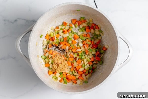 sauteing vegetables in a dutch oven