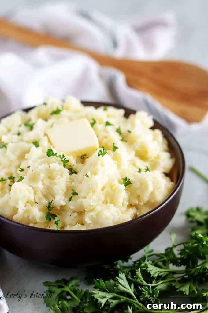 15 Classic Sides to Serve with Beef Stroganoff 4 Garlic mashed potatoes in a bowl.