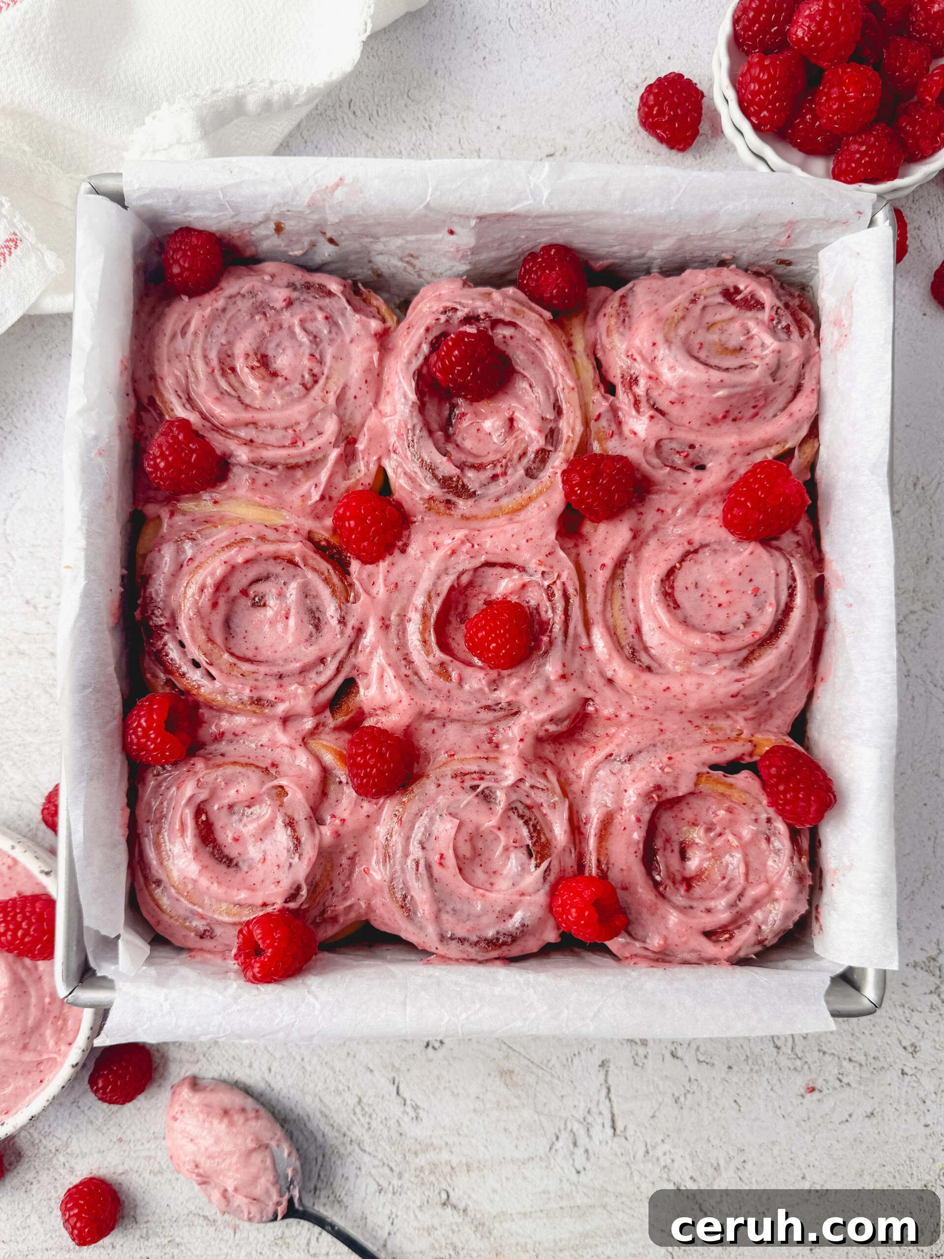 Raspberry rolls close-up