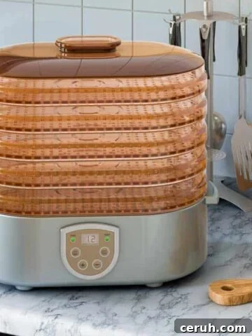Dehydrator on counter with cutting board and knives