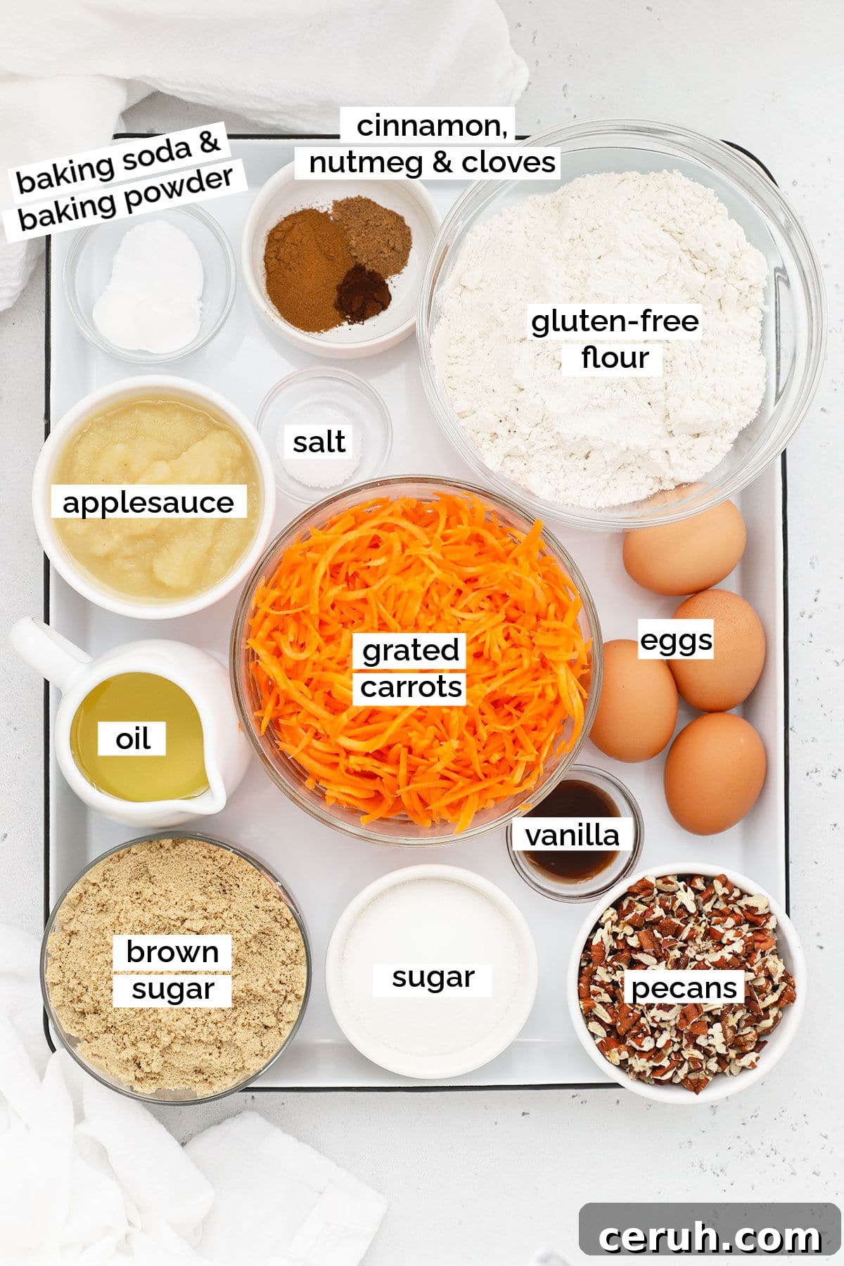 ingredients for gluten-free carrot cake