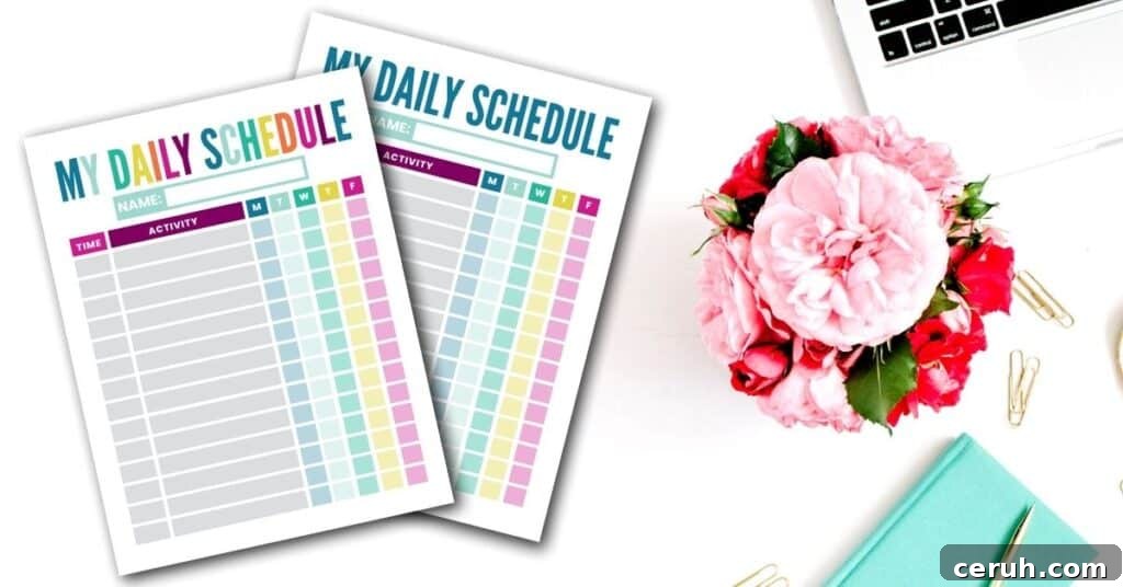 daily schedule template pdf for kids