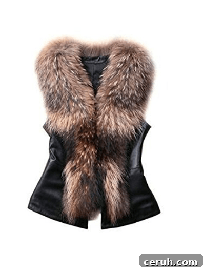 Faux leather and fur vest