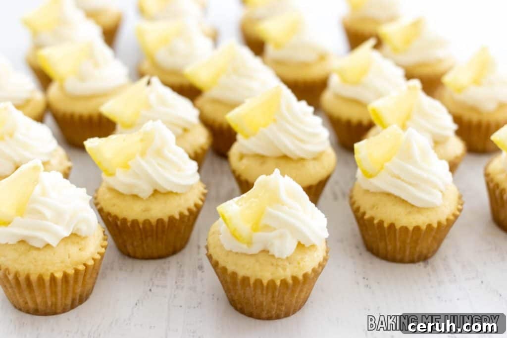mini lemon cupcakes on wood surface