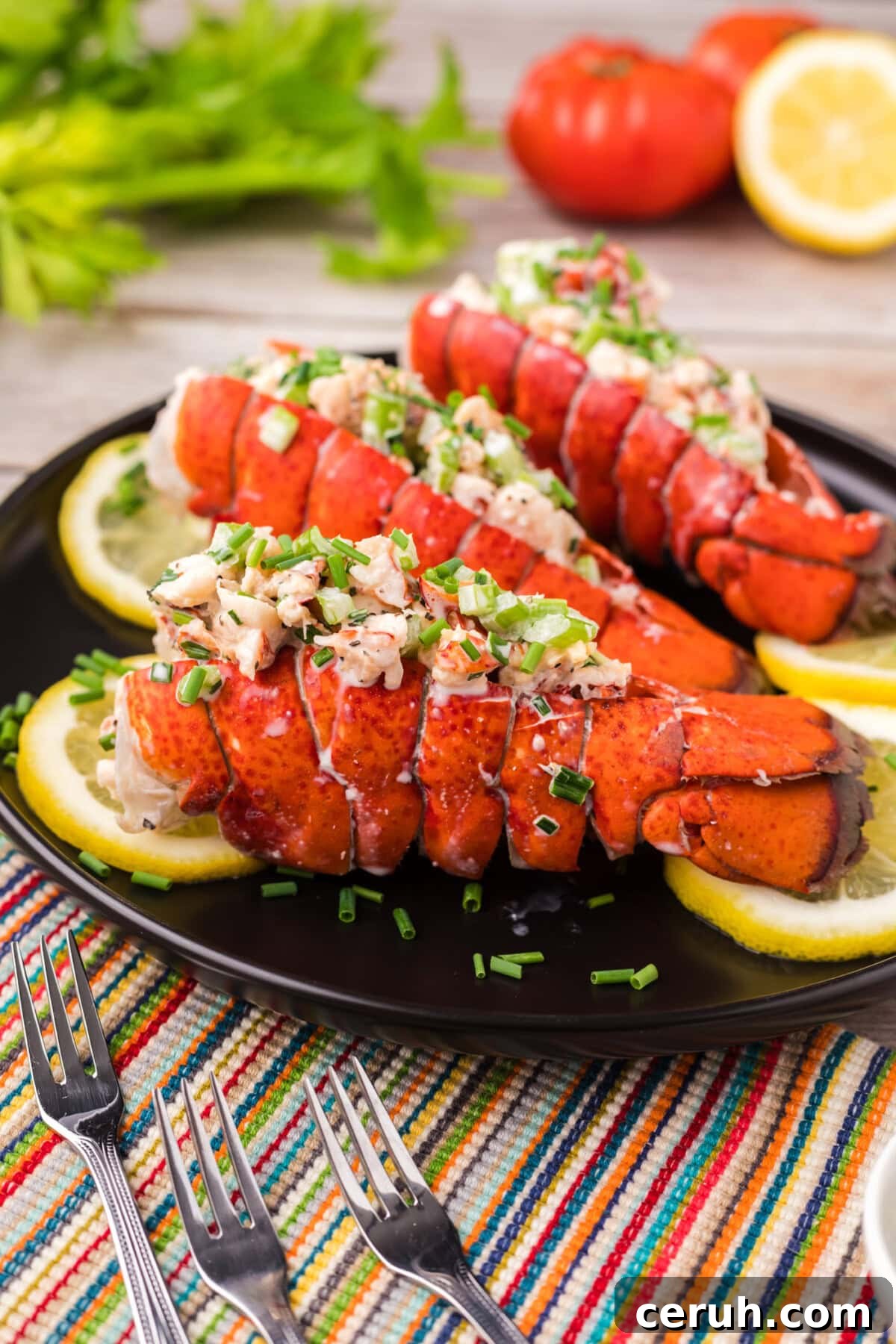 Lobster Salad in lobster tails on a plate
